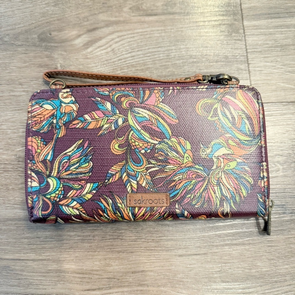 Sak Roots Coated Canvas Zip Around Wallet